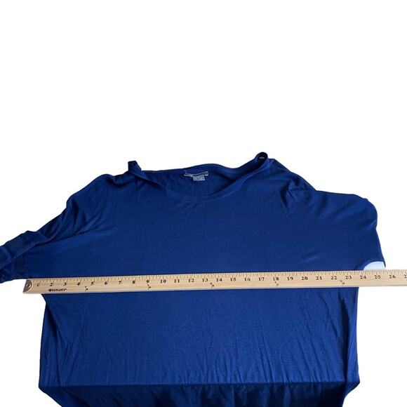 Vince Navy Mesh Insert Drop Shoulder Long Sleeve Tee Women’s Size Large - Picture 6 of 9